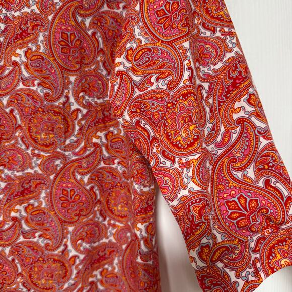 Lands' End Women's No-Iron Supima Cotton Paisley Button Front Top Size 10 - Picture 7 of 13